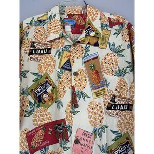 Joe Kealoha's Hawaiian Rayon‎ Shirt Men's XL Pineapple Brands Print